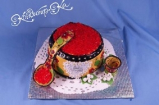 Торт в виде бочки с красной икрой